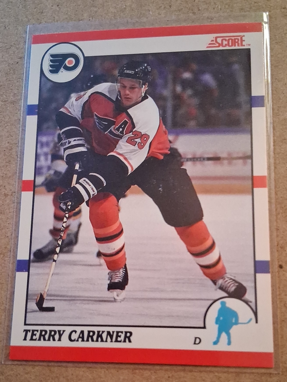 Score Hockey Card - Terry Carkner - Orange/Black/White